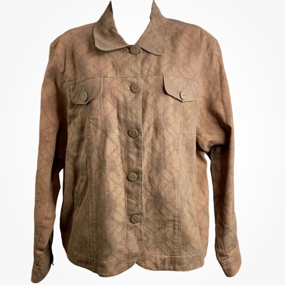 Coldwater Creek Women's Brown Cotton Linen Blend Jacket Size XL‎ Classic Layers